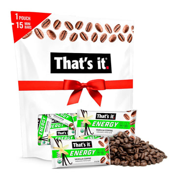 That’S It. Organic Energy Coffee Mini Bars - (1 Mini Bar = 1 Cup Of Coffee) Grab And Go, No Added Sugars, Non-Gmo, Caffeine Power Snack, Kosher, Allergy Friendly (Vanilla Coffee - 15 Count)