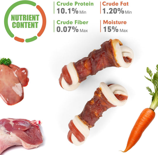 Mon2Sun 2.5" Rawhide Free Dog Treats With Mixed Vegetables, Duck Wrapped Mini Knot Bones For Small Dogs, Healthy Dog Snakcs For Balanced Nutrition, 21.2Oz