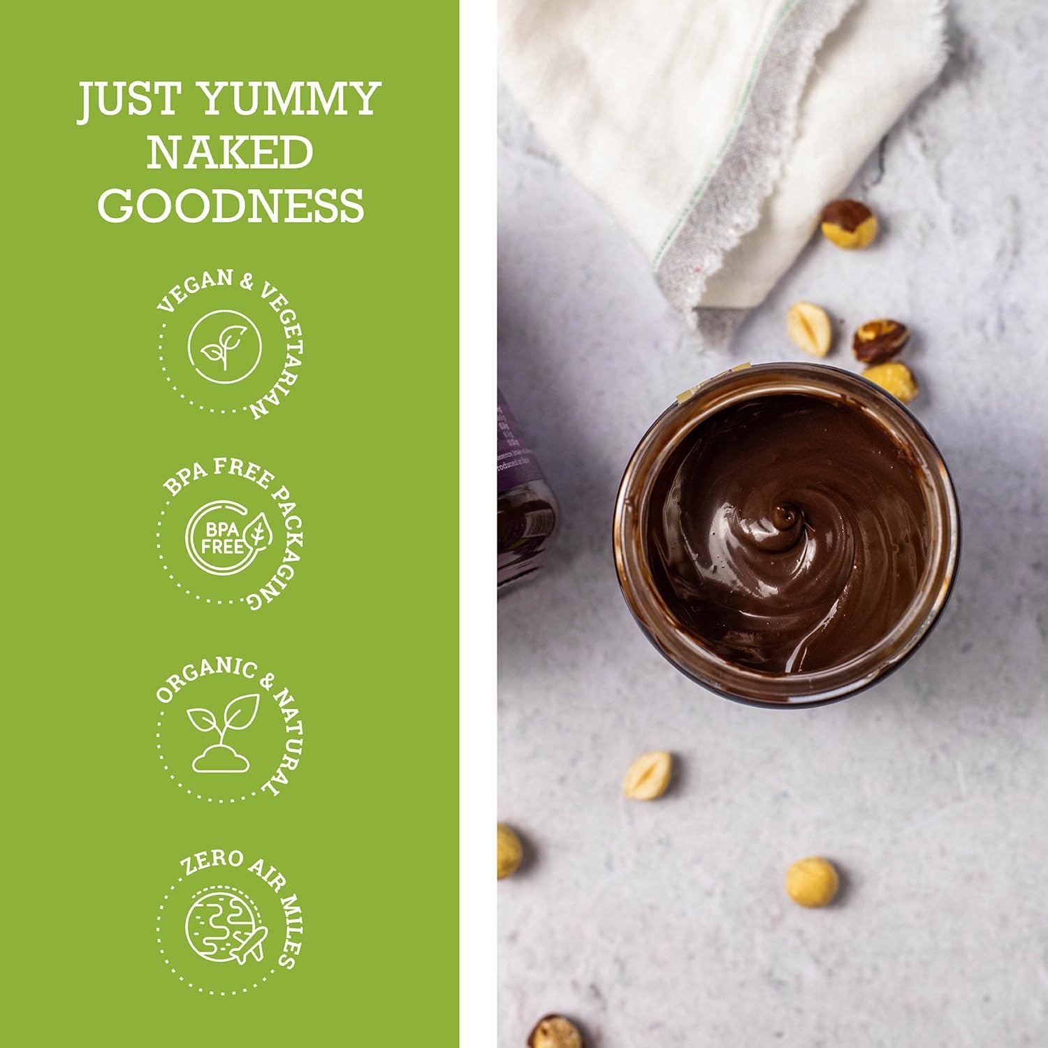 Mr Organic - Organic Dark Chocolate & Hazelnut Spread 200G - Non Gmo & Preservative Free - Gluten Free & Vegan - Made With Low Fat Cocoa Powder And Hazelnut Paste