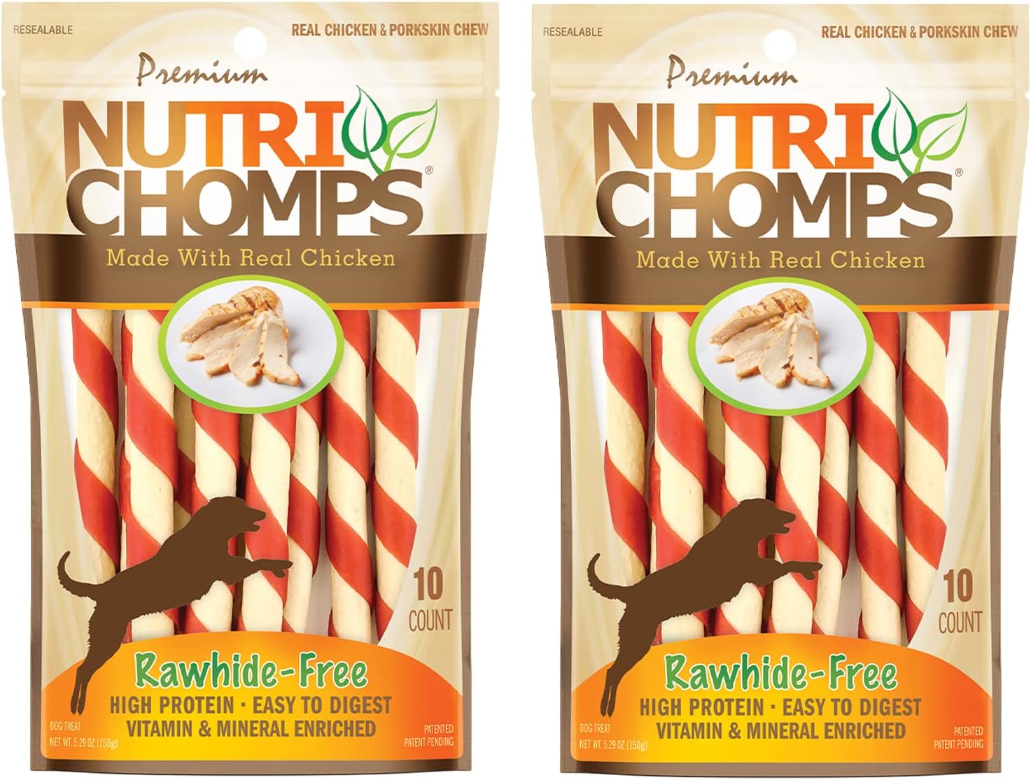 Nutrichomps Dog Chews – 5-Inch Twists, Easy To Digest, Rawhide-Free Dog Treats, Healthy, 10 Count, Real Chicken Flavor, Bundle Of 2 (Nt062V-2)