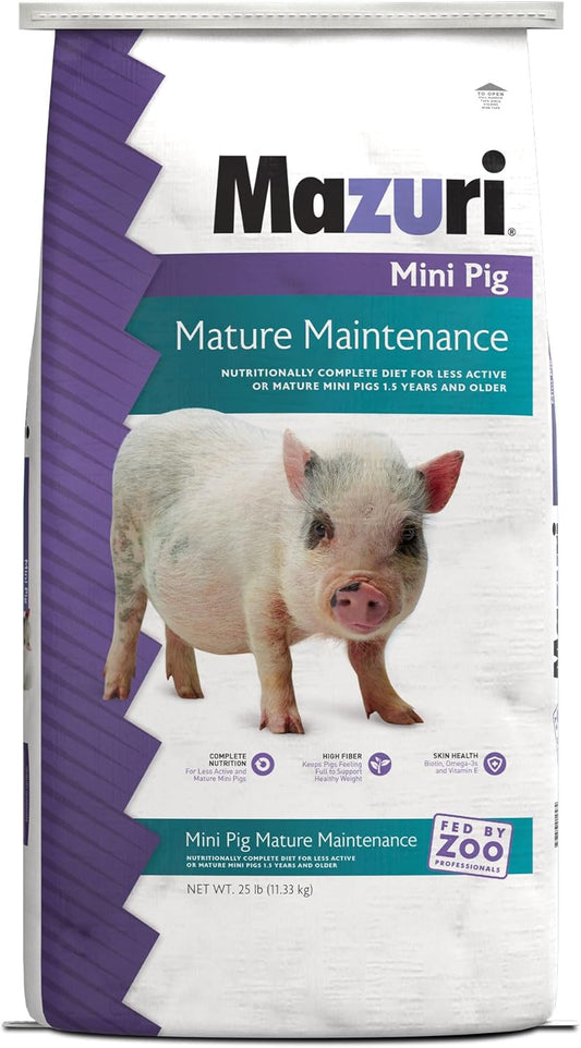 Mazuri | Nutritionally Complete Mini Pig Mature Maintenance Food | 25 Pound (25 Lb.) Bag