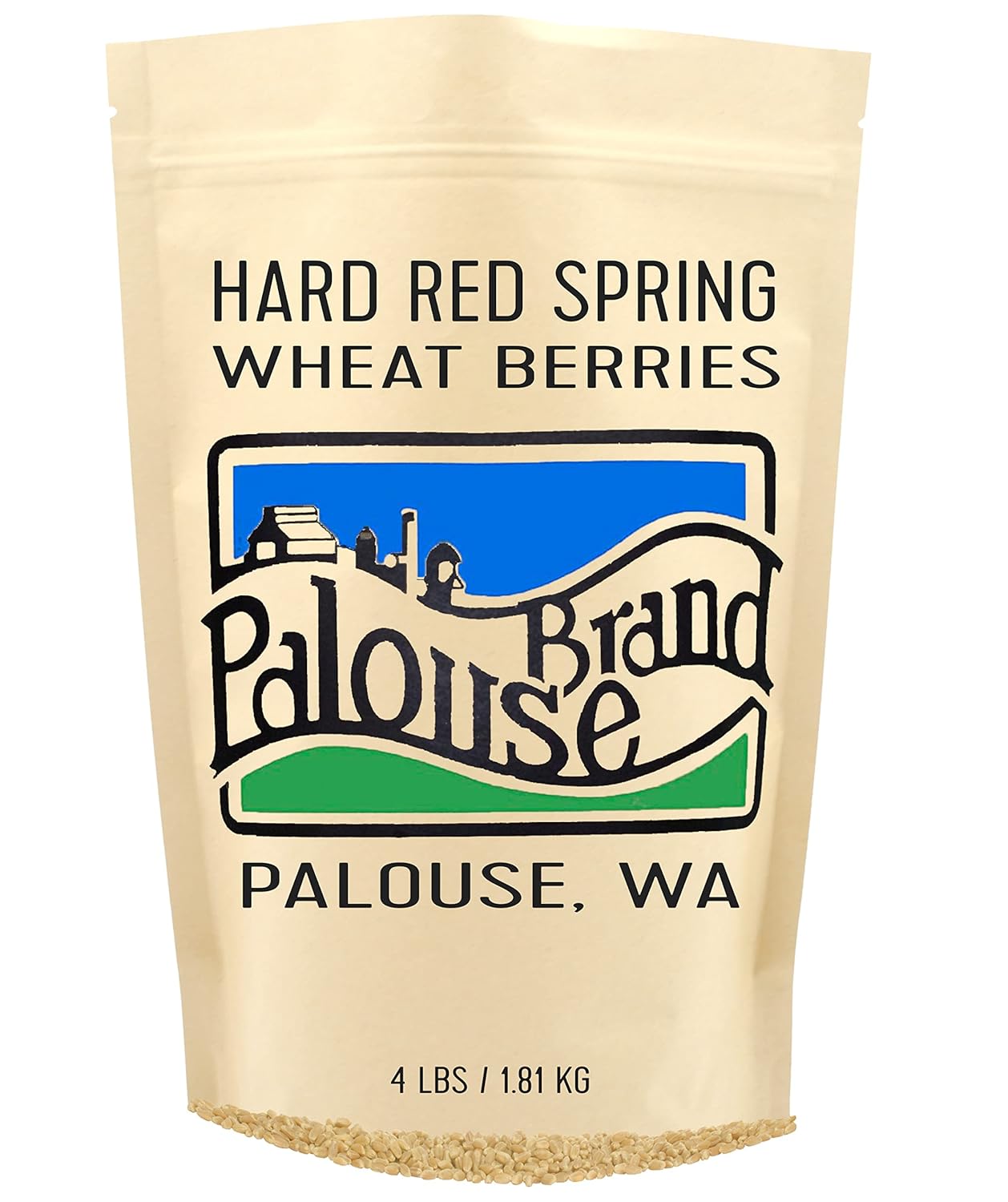 Hard Red Spring Wheat Berries | 4 LBS | Family Farmed in Washington State | 100% Desiccant Free | 4 LBS | Non-GMO | USA Grown | Field Traced | Resealable Kraft Bag