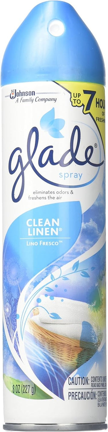 Glade Air Freshener, Aerosol Spray, Clean Linen, 8 Oz (Pack of 4)