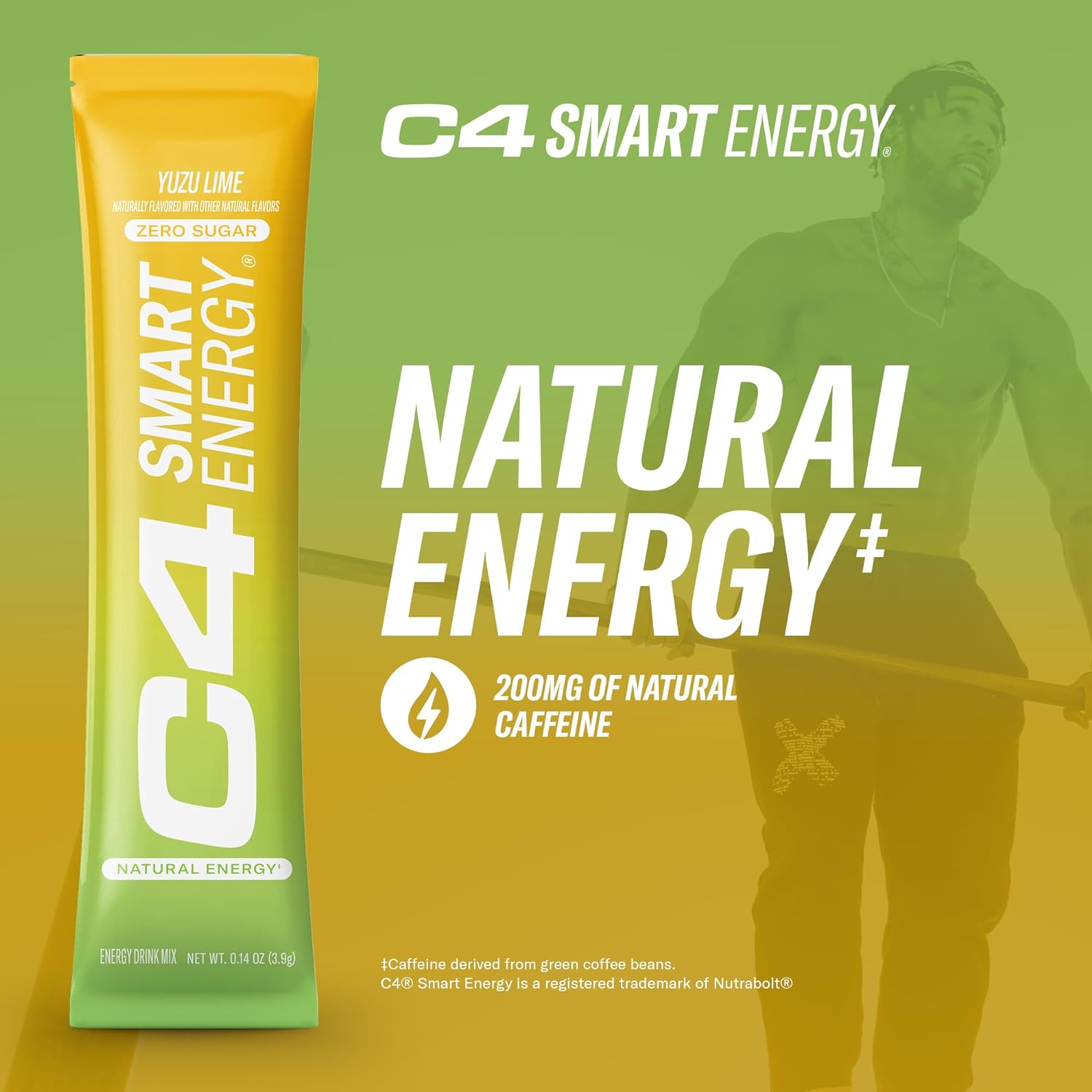 C4 Smart Energy Powder Stick Packs - Sugar Free Performance Fuel & Nootropic Brain Booster, Coffee Substitute or Alternative | Yuzu Lime - 20 Count : Health & Household