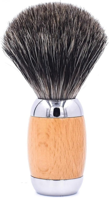 Taconic Shave 100% Mixed Badger Shaving Brush – Extra-Dense 22 Mm Knot For Rich Lather, Beechwood & Chrome Ergonomic Handle + Lucite Stand Included