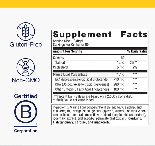 Metagenics Omegagenics Fish Oil Epa-Dha 1000 Mg - High Potency - Omega-3 Fish Oil Supplement - For Heart Health, Musculoskeletal Health & Immune System Health* - With Dha & Epa - 120 Softgels
