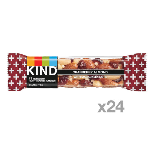 Kind Bars, Cranberry Almond, Healthy Snacks, Gluten Free, 5G Protein, 24 Count