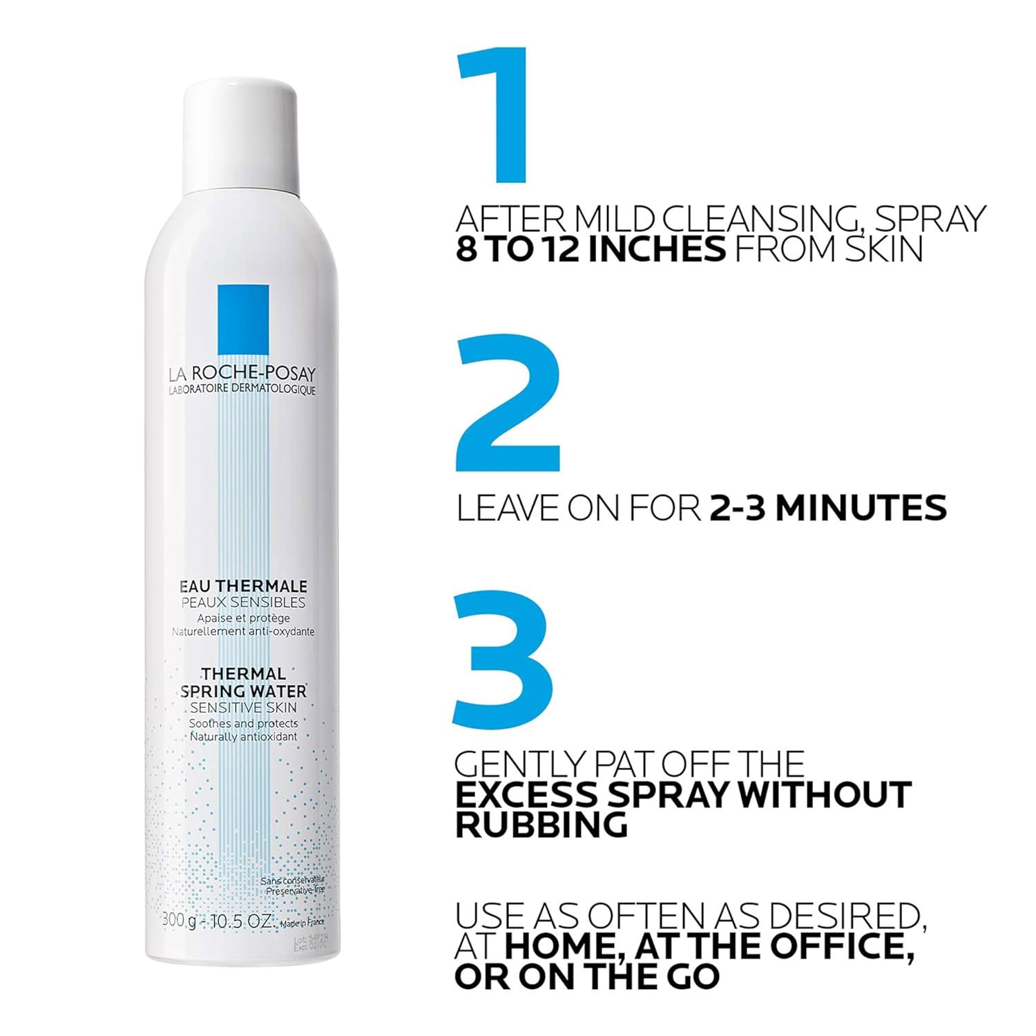 La Roche-Posay Thermal Spring Water, Face Mist Hydrating Spray with Antioxidants to Hydrate and Soothe Skin, Facial Spray, 10.1 Ounce : Beauty & Personal Care