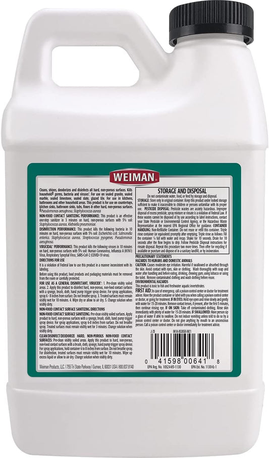 Weiman Disinfecting Granite Cleaner & Polish Value Pack - (1) 24 oz Spray Bottle, (1) 64 oz Refill