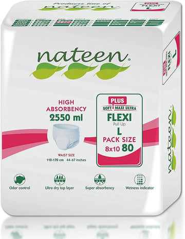 Tendercare Nateen - Adult Incontinence Pants - 80 Large Adult Day Plus Pull Up Pants - Disposable Pants for Men & Women - Discreet Incontinence Pants - 2550ml Absorbency