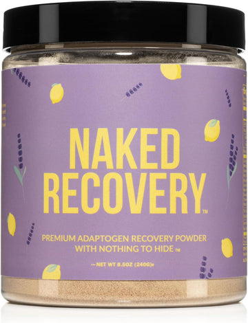 Naked Recovery - Mushroom Supplement Powder - Lions Mane, Cordyceps, Reishi, Tart Cherries, Lemon Balm - Adaptogen Wellness Formula, Stress Relief, Muscle Recovery - 30 Servings