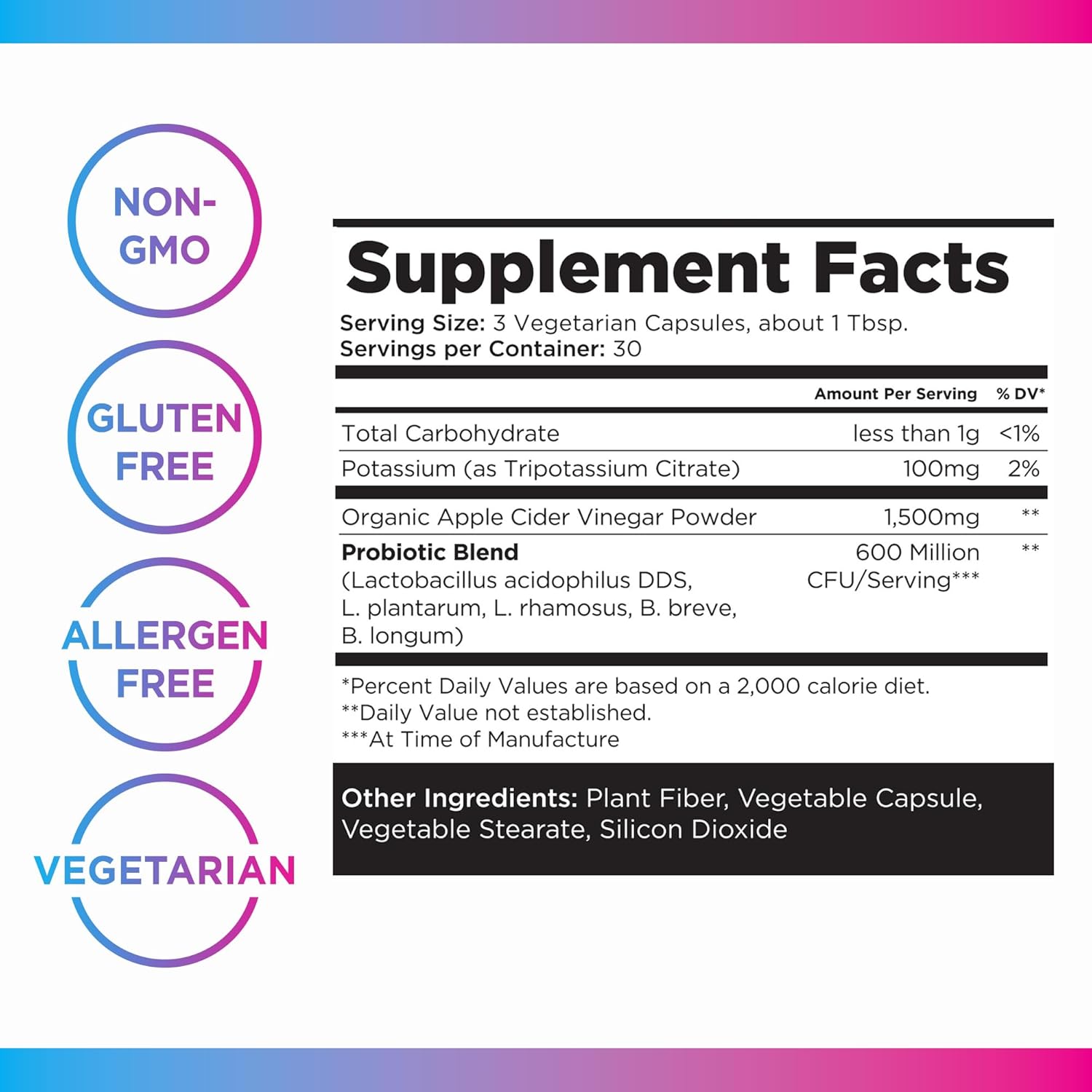 Livingood Daily Apple Cider Vinegar Capsules With The Mother (1500Mg) - Acv Pills With Probiotics & Potassium For Women & Men - Supports Gut Health, Digestion, Appetite & Weight - Vegan, 90 Capsules : Health & Household