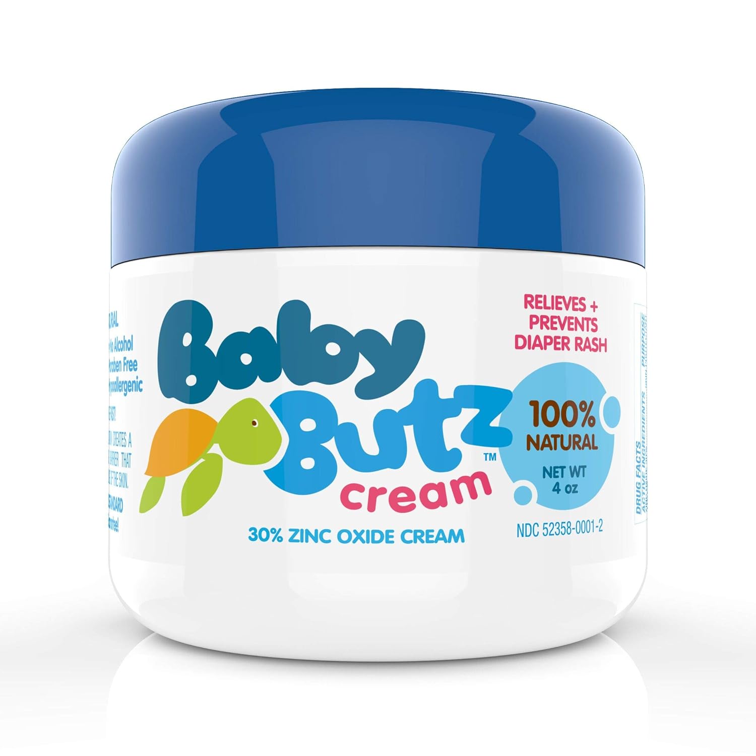 Diaper Rash Cream, 100% Natural Zinc Oxide Maximum Strength Butt Paste, Barrier Baby Cream To Help, Relieve & Prevent Diaper Rash, Hypoallergenic, Ointment For Newborns, Infants- 4Oz