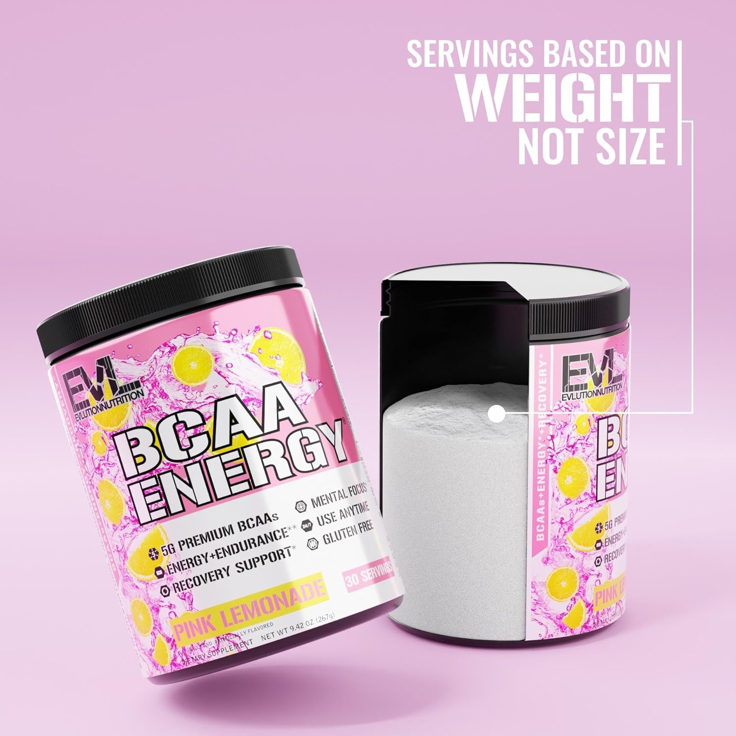 EVL BCAAs Amino Acids Powder - BCAA Energy Pre Workout Powder for Muscle Recovery Lean Growth and Endurance - Rehydrating Post Workout Recovery Drink with Natural Caffeine - Pink Lemonade : Health & Household