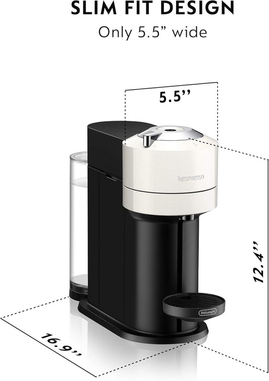 Nespresso Vertuo Next Coffee And Espresso Maker By De'Longhi With Aeroccino Milk Frother, White