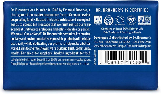 Dr. Bronner's - Pure-Castile Bar Soap (Peppermint, 5 ounce, 3-Pack) - Made with Organic Oils, For Face, Body and Hair, Gentle and Moisturizing, Biodegradable, Vegan, Cruelty-free, Non-GMO