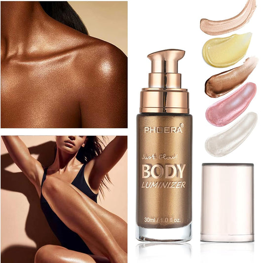 Diamond Platinum #05 Body Shimmer Oil: Waterproof, Long-Lasting Moisturizing Bronze Glow For Face & Body, 1Oz Jars, Includes Makeup Brush