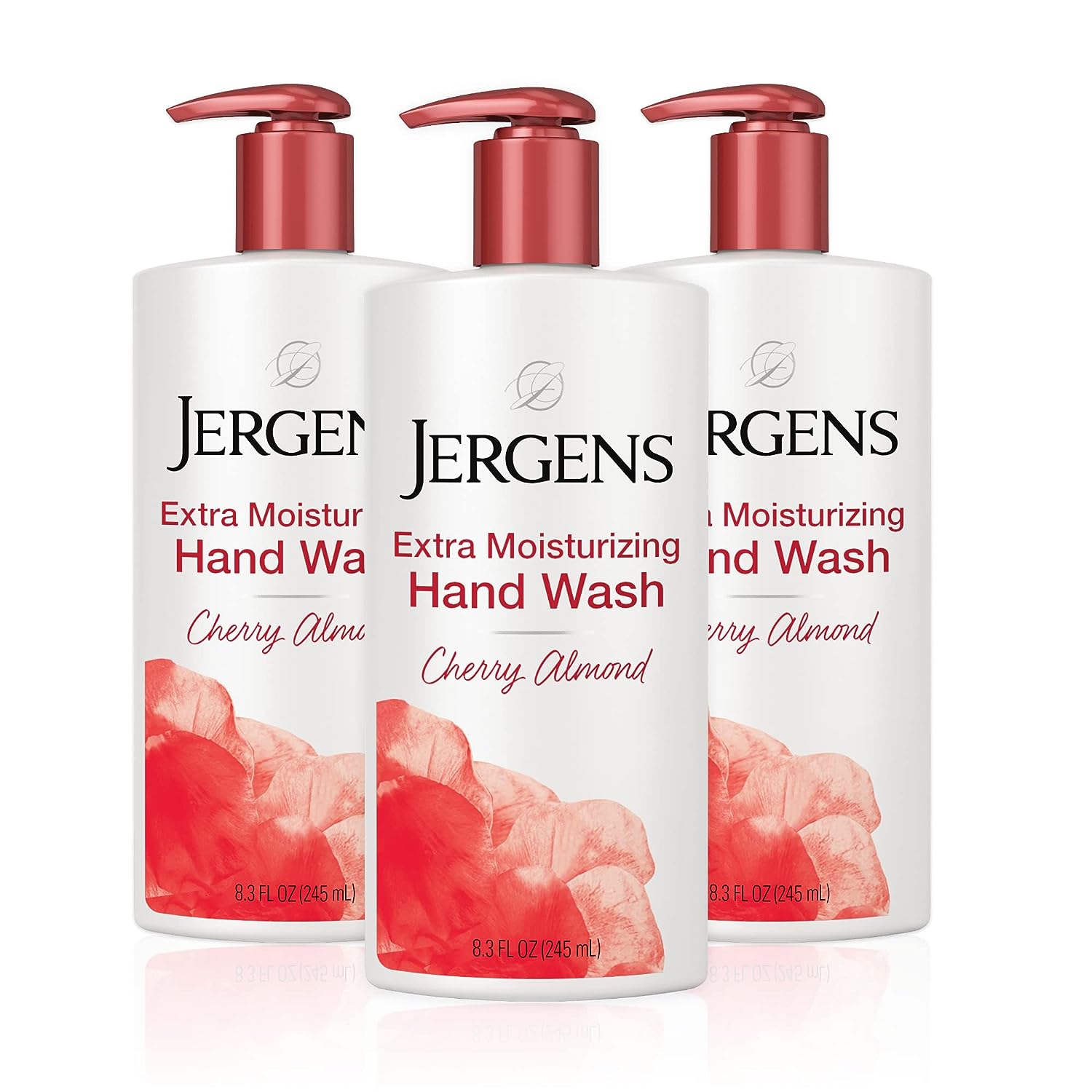 Jergens Extra Moisturizing Hand Soap, Liquid Hand Soap Dispenser with Jergens Cherry Almond Scent, Hand Wash For Dry Hands, 8.3 Ounces (Pack of 3)