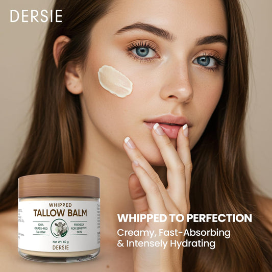 Dersie Whipped Tallow Cream: 100% Grass-Fed Beef Tallow Cream For Deep Hydration, Skin Barrier Repair, Soothing - Tallow Moisturizer For Face & Body For Women, Men & Kids (2.1 Oz)
