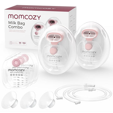 Momcozy Wearable Milk Collection Cups With Storage Bags (5 Oz), Direct-To-Bag Breast Milk Bag Combo, Breast Pump Parts For Momcozy V1/V2 Pump & Most Electric Breast Pumps, 2 Pack