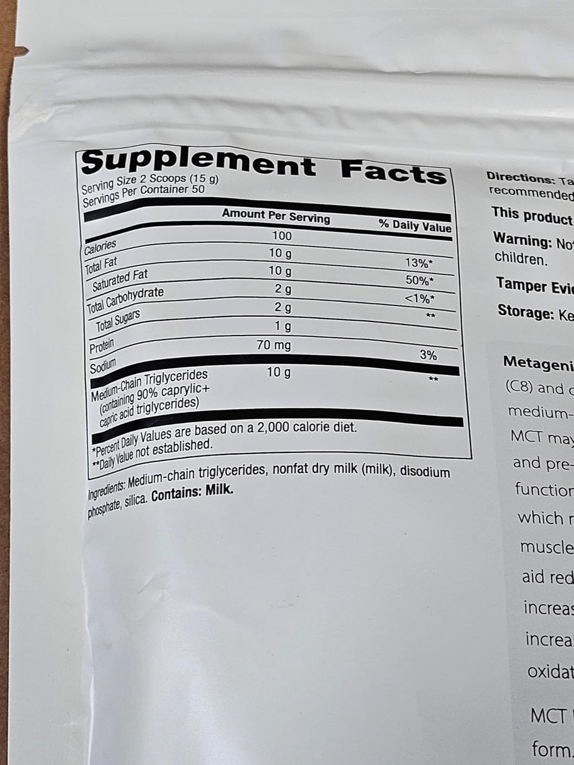 Metagenics MCT Powder – Helps to Increase Ketone Production*† – Featuring MCT Oil Concentrated to 90% C8 + C10 – 50 servings : Health & Household