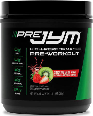 Jym Supplement Science Pre Jym Black Cherry Pre Workout Powder For Men & Women, Bcaas, Nootropics, Creatine Hci, Citrulline, Beta-Alanine, Betaine, Taurine, Huperzine, 30 Servings
