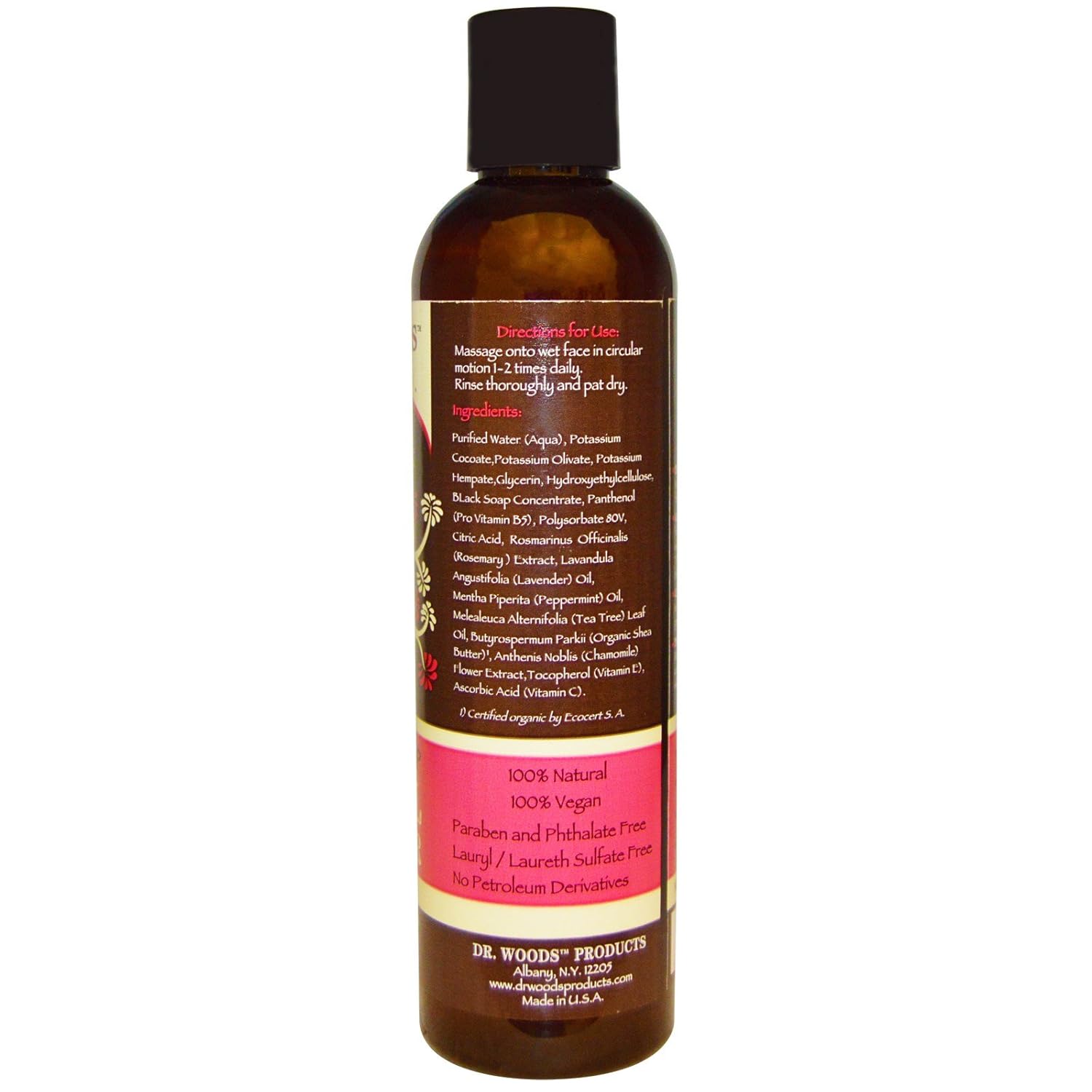 Dr. Woods: Facial Cleanser Black Soap & Organic Shea Butter, 8 Oz : Beauty & Personal Care