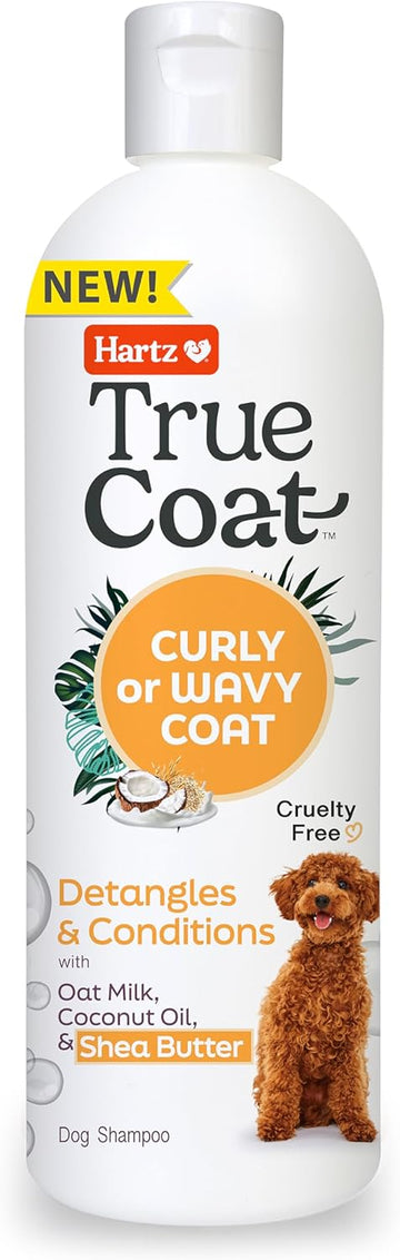 New! Hartz True Coat Curly Or Wavy Coat Dog Shampoo, Detangles & Conditions With Oat Milk, Coconut Oil & Shea Butter