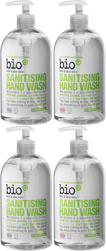 (4 PACK) - Bio-D - Sanitising Hand Wash Lime/Aloe | 500ml | 4 PACK BUNDLE