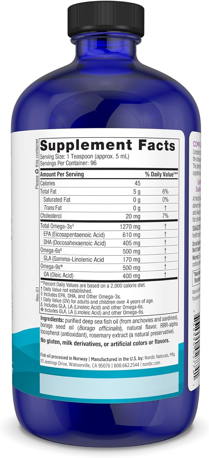 Nordic Naturals Complete Omega, Lemon Flavor - 16 oz - 1270 mg Omega-3