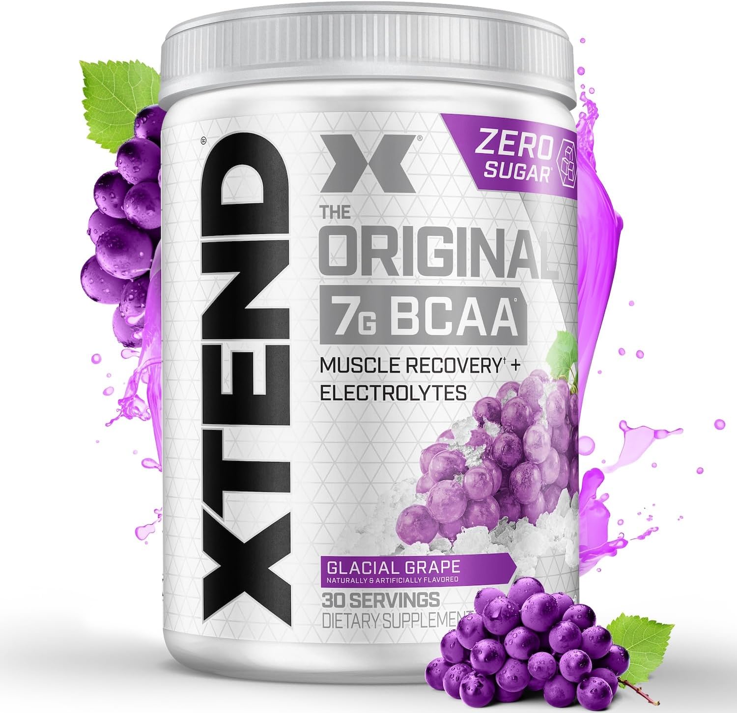 Xtend Original Bcaa Powder Glacial Grape | Sugar Free Post Workout Muscle Recovery Drink With Amino Acids | 7G Bcaas For Men & Women | 30 Servings