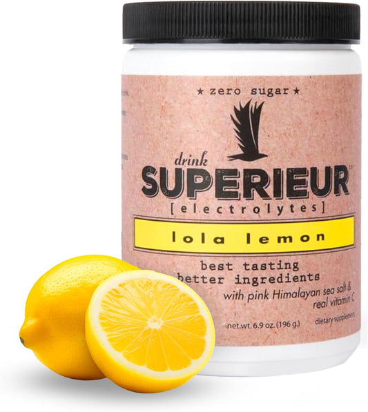 Superieur Electrolytes – Plant Based Electrolyte Supplement W/Sea Minerals For Hydration & Recovery – Keto Friendly, Non-Gmo, Zero Sugar, Vegan Healthy Sports Drink Powder – Lola Lemon (70 Servings)