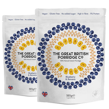 The Great British Porridge Co Gluten Free & Vegan Friendly Nutritious Instant Porridge (Blueberry & Banana, 2-Pack)