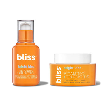 Bliss Brighten Up Radiant Skin Duo (2Pc) : Bright Idea Vitamin C + Tri-Peptide Brightening Serum - 1 Fl Oz - Hydrating Illuminating And Bright Idea Vitamin C Hydrating Brightening Moisturizer