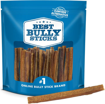 Best Bully Sticks 6 Inch All-Natural Bully Sticks For Dogs - 6” Fully Digestible, 100% Grass-Fed Beef, Grain And Rawhide Free | 25 Pack