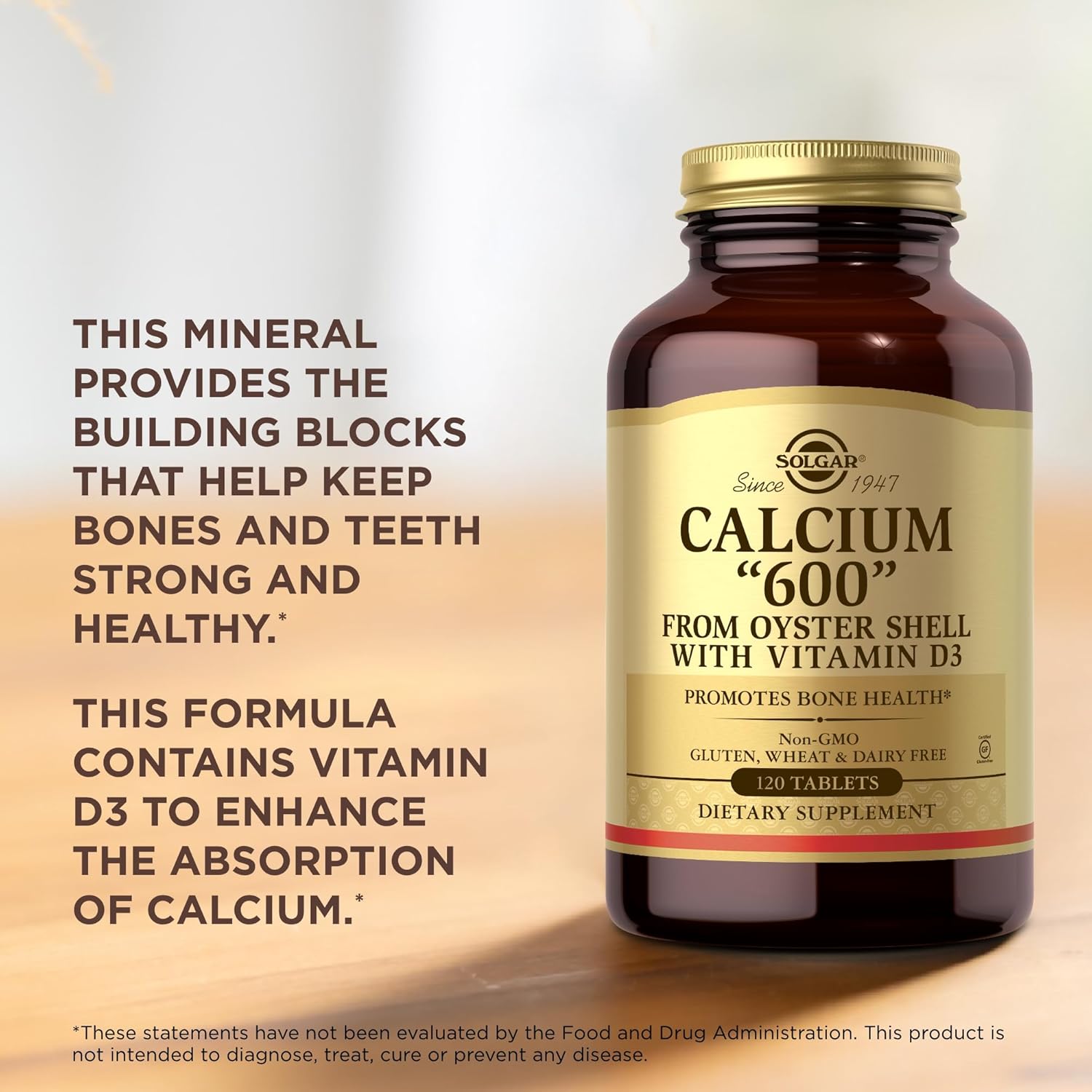 Solgar Calcium "600" - 120 Tablets, Pack Of 2 - From Oyster Shell With Vitamin D3 - Non-Gmo, Gluten Free, Dairy Free - 120 Total Servings