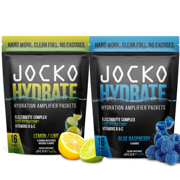 Jocko Fuel Hydrate Electrolytes Powder Packets No Sugar - Hydration Amplifier Packets For Recovery, Dehydration, & Exercise - With Vitamins B6, B12 & C (32 Packets) (2 Pack Bundle)