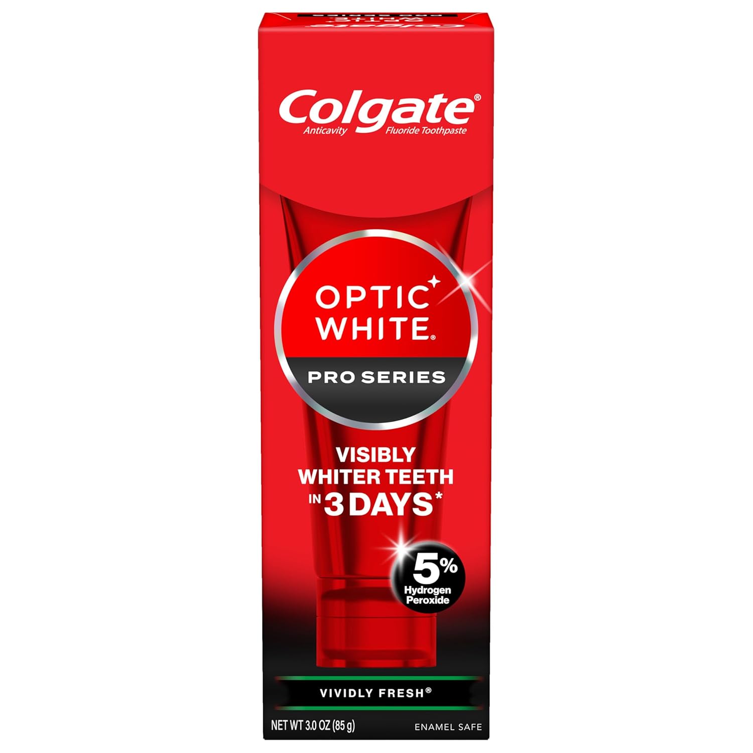 Colgate Optic White Pro Series Whitening Toothpaste With 5% Hydrogen Peroxide, Vividly Fresh, 3 Oz Tube