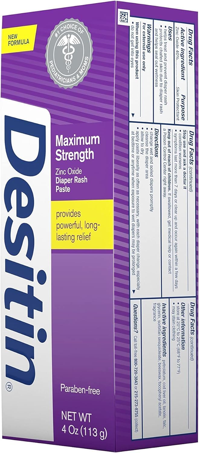 DESITIN Maximum Strength Diaper Rash Paste 4 oz ( Pack of 12) : Baby