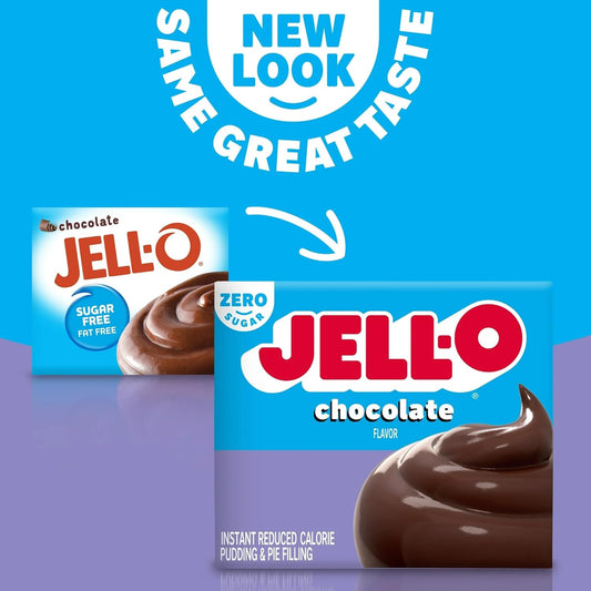 Jell-O Zero Sugar Chocolate Instant Pudding & Pie Filling Mix 1.4 oz Box (Pack of 3) with Mood Spoons