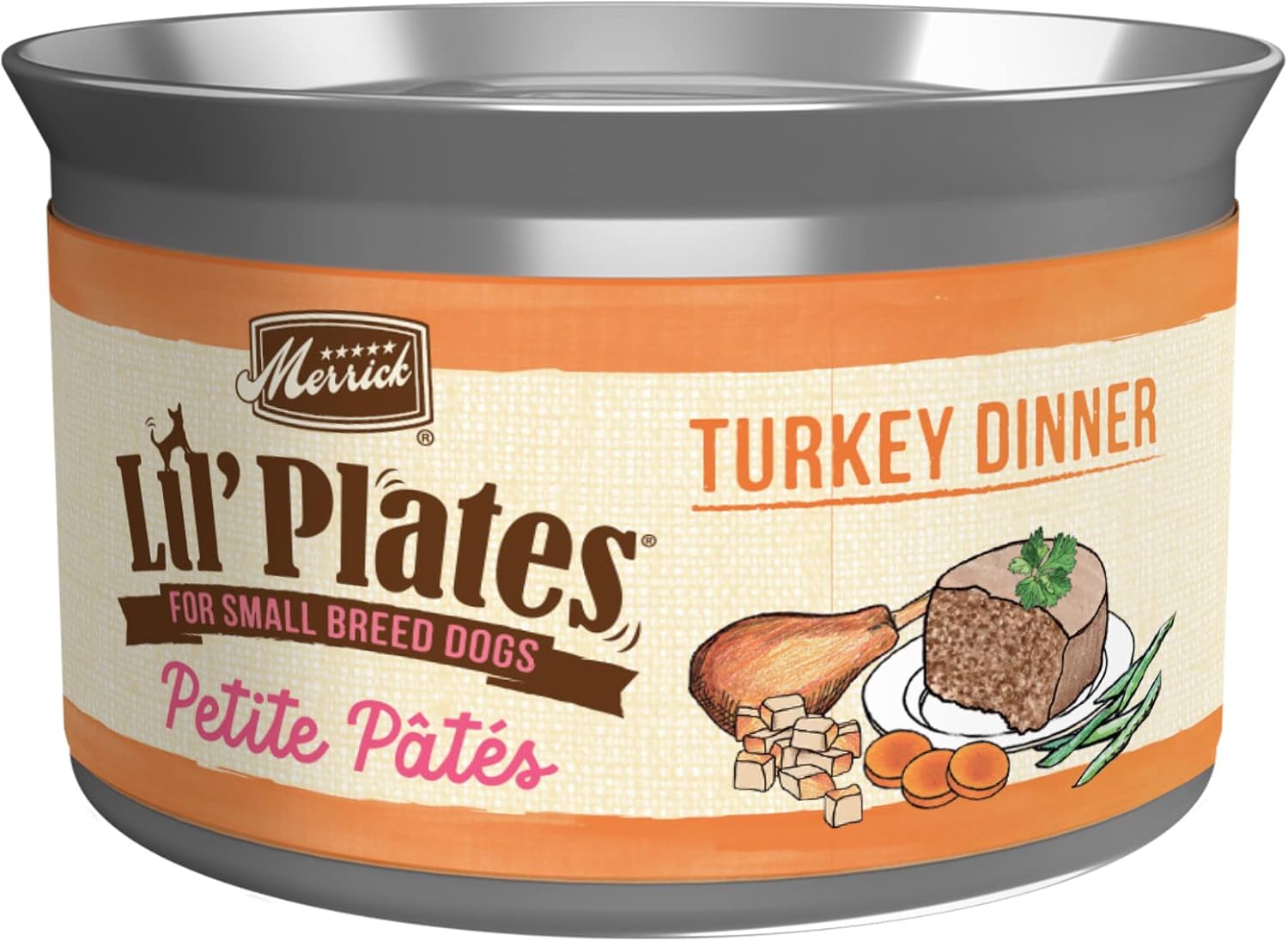 Merrick Lil’ Plates Petite Pates Premium Grain Free Wet Dog Food, Natural Soft Small Dog Food, Turkey Dinner - (Pack Of 24) 3 Oz. Cans