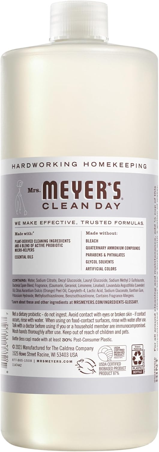 Mrs. Meyer'S Clean Day Probiotic Multi-Surface Concentrate Cleaner, Lavender, Cleans Crevices And Tough Stains, 32 Fl Oz