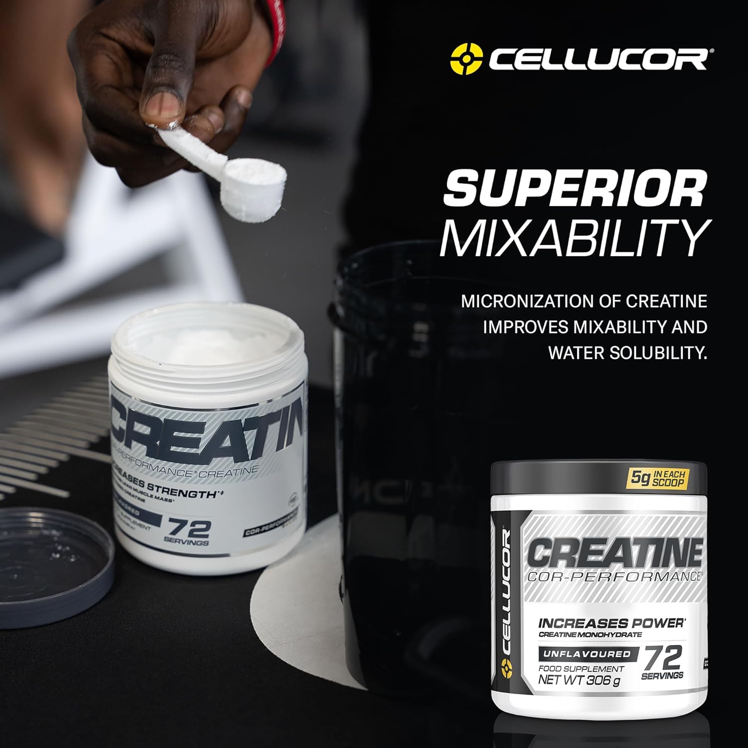 Cellucor Creatine Powder, Fruit Punch Flavor - Increases Strength, Lean Muscle Mass & Endurance, Micronized Creatine For Fast Absorption, 5G Creatine Per Serving, 50 Servings