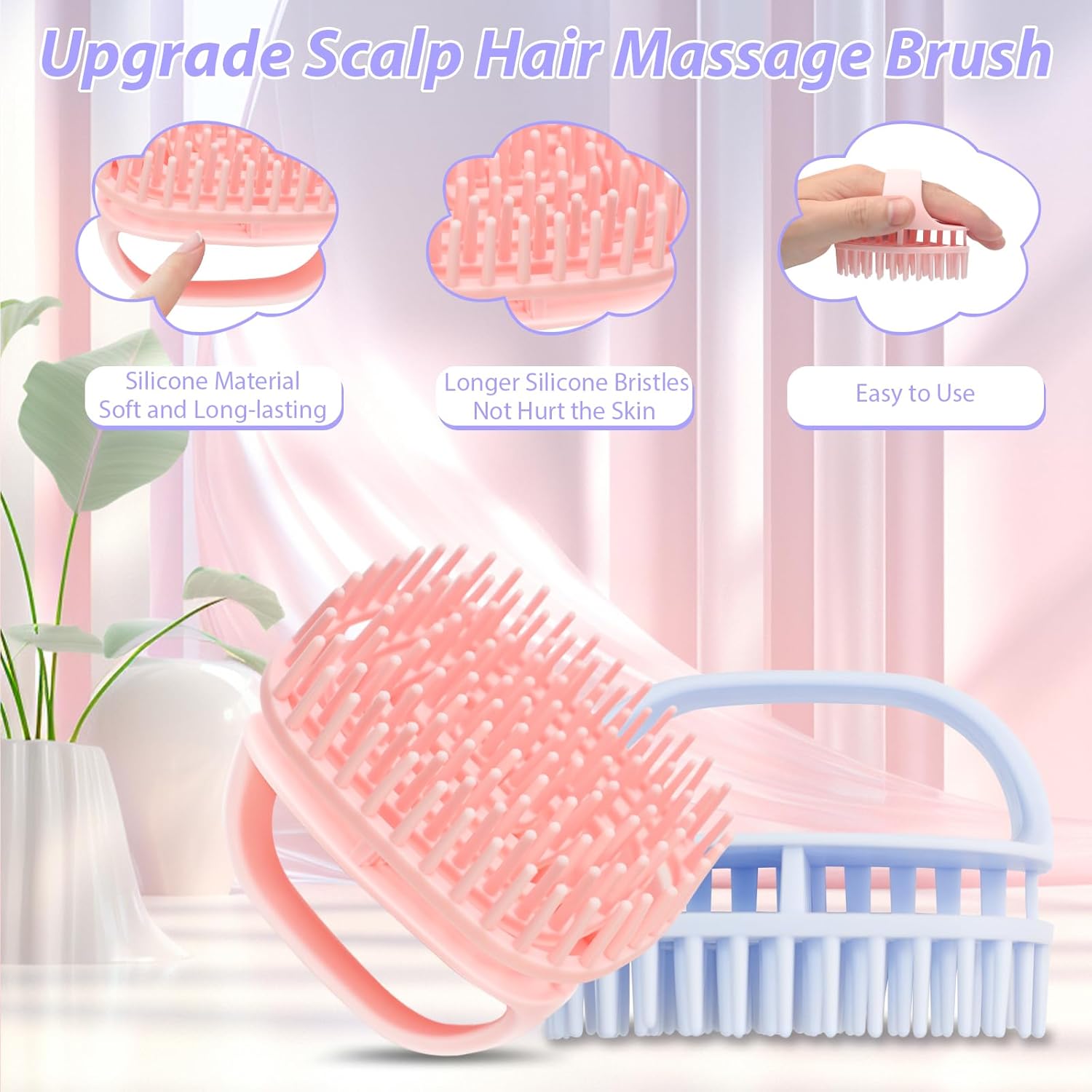 Duaiu Hair Oil Applicator With 2Pcs Scalp Massager, Silicone Root Comb Applicator Bottle And Silicone Shampoo Brush Set, Scalp Scrubber Bottle For Hair Dye And Care : Beauty & Personal Care