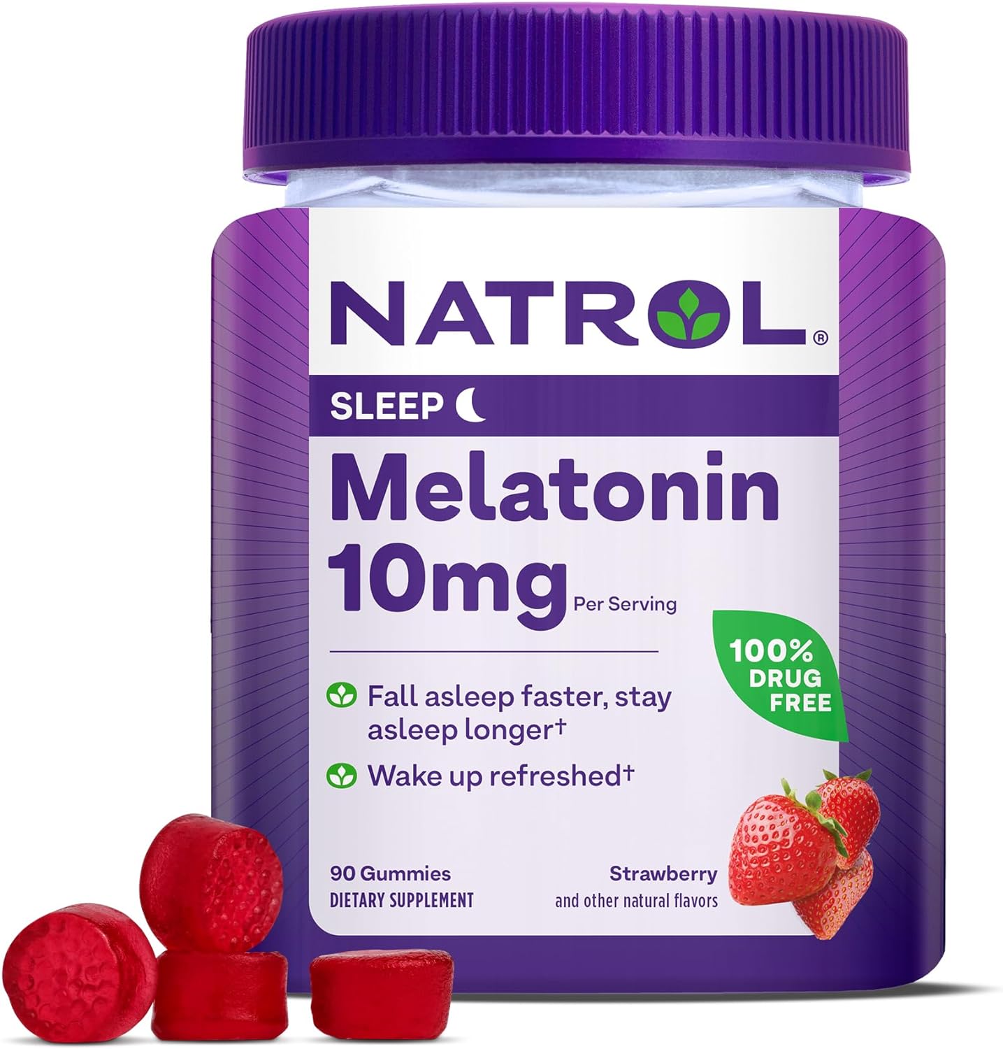 Natrol 10 Mg Melatonin Gummies, Sleep Support For Adults, Melatonin Supplements For Sleeping, 90 Strawberry-Flavored Gummies, 45 Day Supply