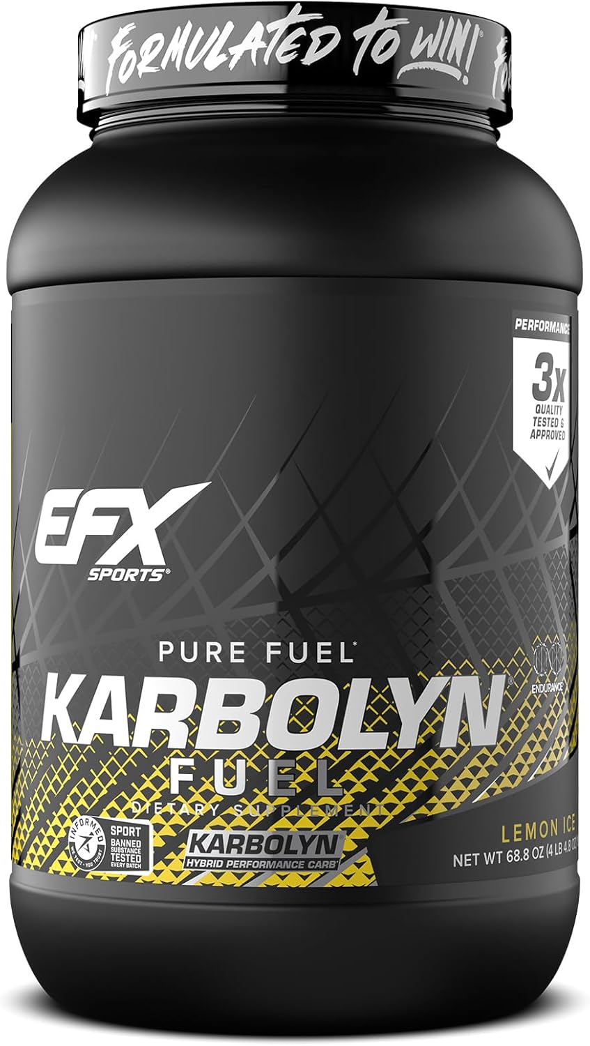 Efx Sports Karbolyn Fuel | Fast-Absorbing Carbohydrate Powder | Carb Load, Sustained Energy, Quick Recovery | Stimulant Free | 36 Servings (Lemon Ice)