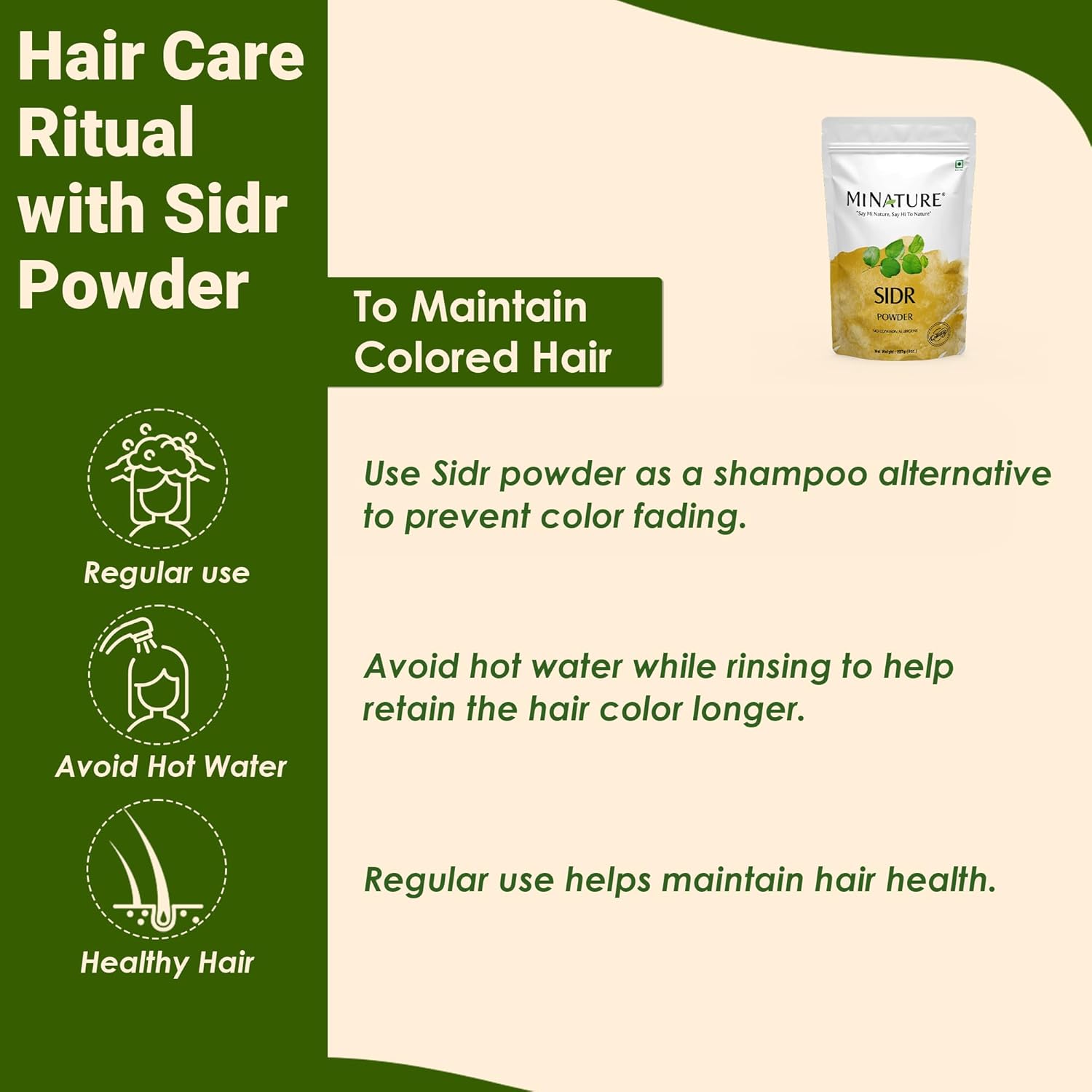 Mi Nature Fresh Sidr Leaves Powder 227G (8Oz) | Natural Deep Cleansing & Conditioning Herb For Hair Care| Traditional Herbal Cleanser |Plant-Based Source Of Mucilages And Saponins