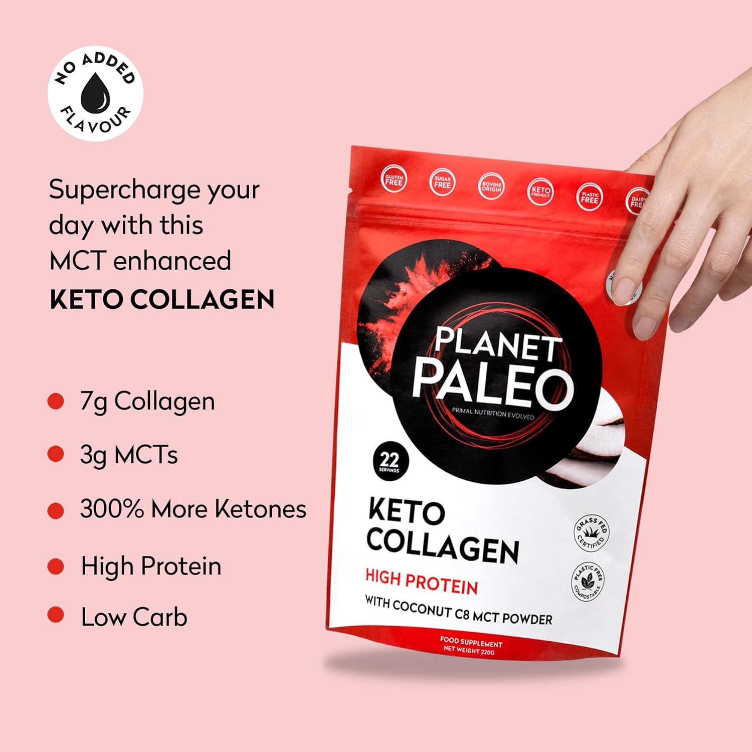 Planet Paleo Keto Collagen - High Protein, Low Carb, Coffee Creamer, Neutral-Tasting Ketongenic Boost (C8 MCT, 220g) : Amazon.co.uk: Health & Personal Care