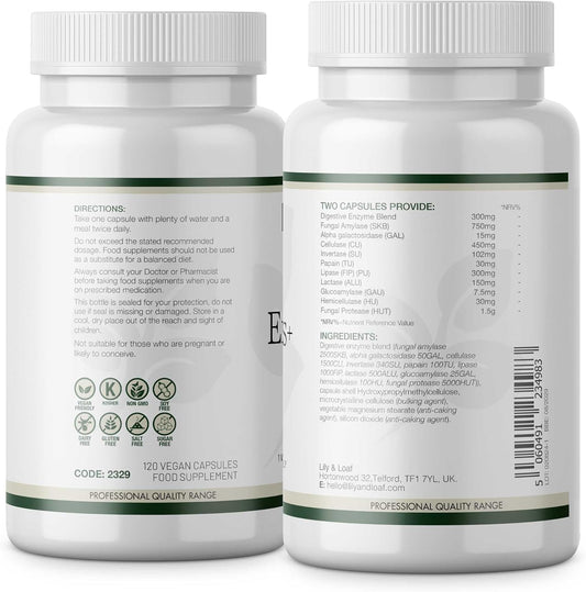 Lily & Loaf Enzymes+ – Full-Spectrum Digestive Enzyme Supplement | Supports Digestion Of Fats, Proteins & Carbohydrates | 90 Capsules | Non-Gmo & Gluten-Free