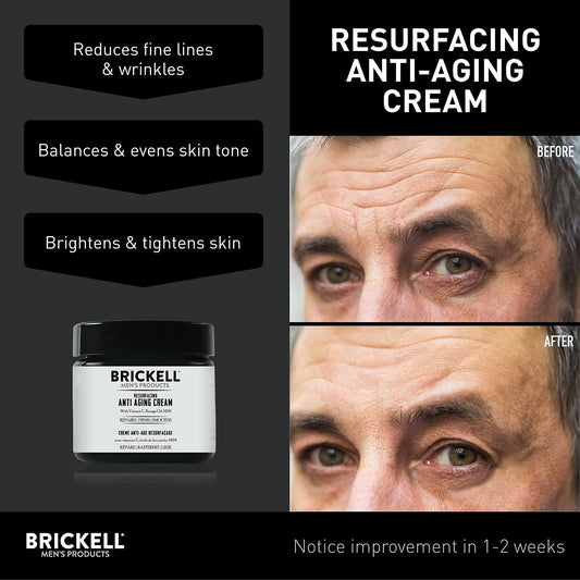 Brickell Men'S Products Resurfacing Anti-Aging Face Cream For Men, Natural And Organic Face Moisturizer, Vitamin C Cream For Wrinkles, 2 Ounce, Unscented